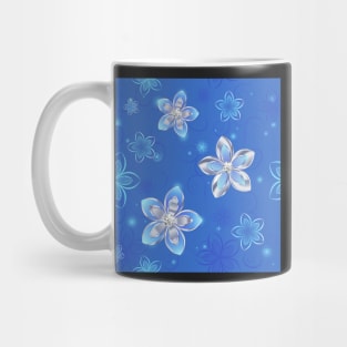 Seamless Pattern of Silver Flowers Mug